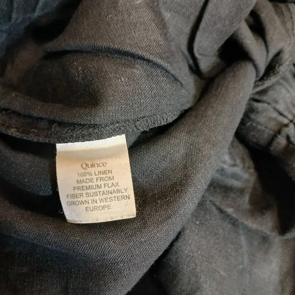 Quince womens small wide leg 100% linen pants black